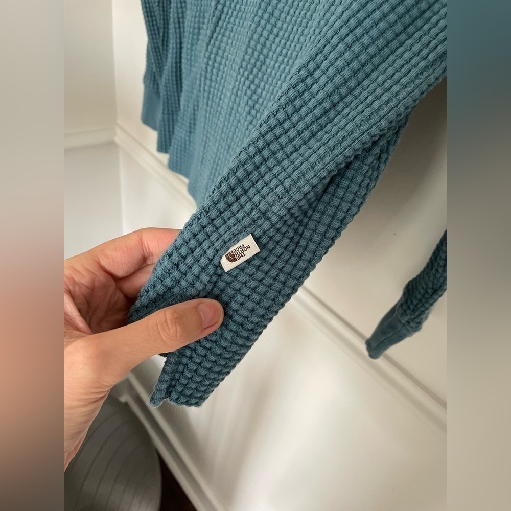 THE North Face WaffleKnit Blue Sweater Sz XLarge - Picture 3 of 6